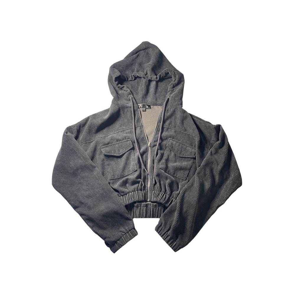 Gray Hooded Zip-Up Jacket
